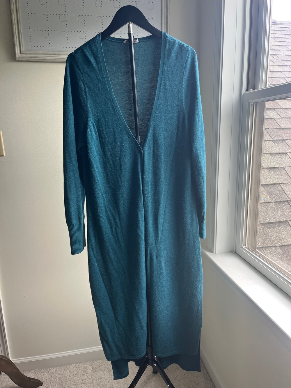 H by Halston Teal Long Open-Front Duster Cardigan